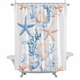 thumbnail image 1 of Summer Ocean Bathroom Shower Curtain, Orange Blue Coral Shell Starfish Coastal Waterproof Washable Soft Bath Curtain for Bathtub Decor with 12 Hooks&Grommet, 54x78 Inch, 1 of 9