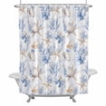 thumbnail image 1 of Summer Ocean Bathroom Shower Curtain, Watercolor Blue Brown Coral Starfish Waterproof Washable Soft Bath Curtain for Bathtub Decor with 12 Hooks&Grommet, 54x78 Inch, 1 of 9