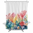 thumbnail image 1 of Summer Ocean Bathroom Shower Curtain, Watercolor Red Green Coral Waterproof Washable Soft Bath Curtain for Bathtub Decor with 12 Hooks&Grommet, 36x78 Inch, 1 of 9