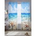 thumbnail image 1 of Summer Ocean Beach Sheer Curtains for Living Room Bedroom Coastal Starfish Seashells Blue Sky Sheer Curtains 96 Inch Long 2 Panels Set Light Filtering Curtain Window Treatments Drapes for Dining Room, 1 of 6