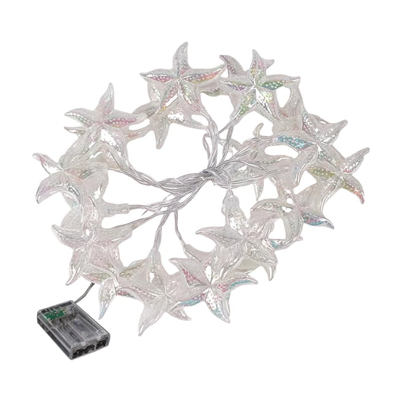 Summer Ocean Beach Themed String Lights, 20 LED Marine Life Warm White Cute Fairy Decorative Light for Home Seaside Travel Decor(360°, Starfish or Fish Tail)