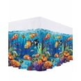 thumbnail image 1 of Summer Ocean Bed Skirt Queen Size 18" Drop Clownfish Coral Seagrass Underwater World Ruffled Wrap Around Bed Skirts Adjustable Elastic Bedskirt Dust Ruffle for Queen Size Bed, 1 of 7