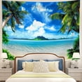 thumbnail image 1 of Summer Ocean Blue Sky Tapestry Wall Hanging,Tropical Palm Trees Wall Decor for Bedroom Living Room Dorm,80"Wx60"L, 1 of 5