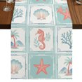 thumbnail image 1 of Summer Ocean Coastal Burlap Cotton Table Runner 13x48 Inches Long, Tropical Palm Tree Seahorse Coral Starfish Farmhouse Table Runners, Outdoor Dining Tablecloths Decor for Baby Shower/Party/Wedding, 1 of 8