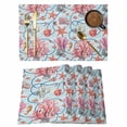thumbnail image 1 of Summer Ocean Coral Placemats Set of 6 Retro Starfish Conch Coastal Fish Place Mats Indoor Wipeable Table Mats Washable Cloth Dining Table Placemats for Kitchen Holiday Party Home Decor 13x19 Inch, 1 of 9