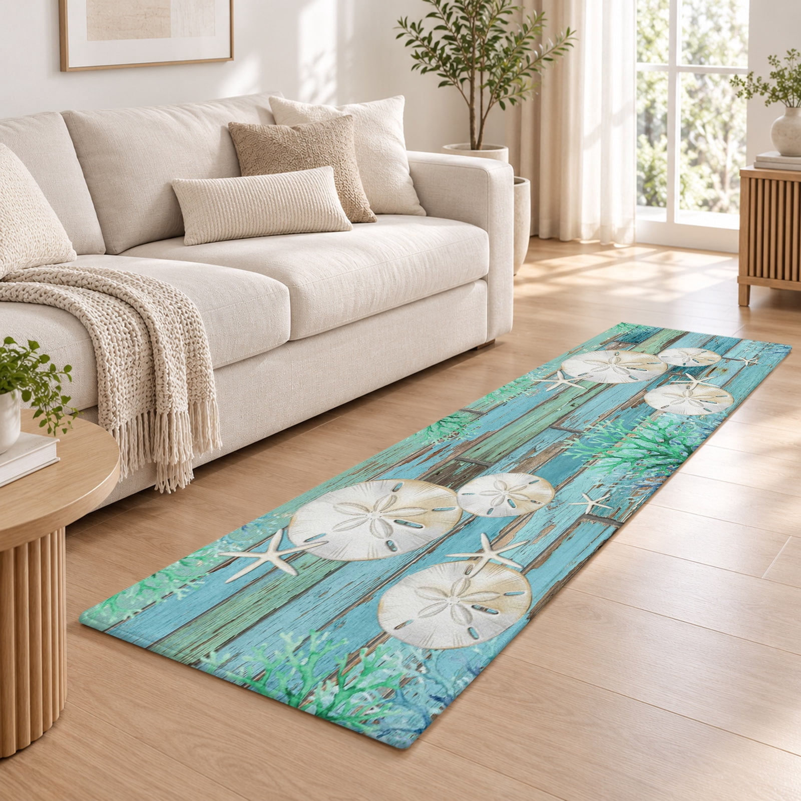 Sand Soft Fall Summer Ocean Coral Sand Dollar Washable Area Rug for Living Room ...