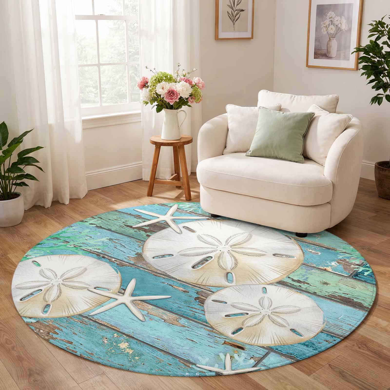 Sand Soft Fall Summer Ocean Coral Sand Dollar Washable Area Rug for Living Room ...