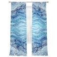 thumbnail image 1 of Summer Ocean Coral Sheer Curtains 96 Inch Long 2 Panels, Nautical Coastal Watercolor Blue Teal Sea Waves Light Filtering Rod Pocket Curtains, Sheer Voile Drapes for Living Room Bedroom, 52"x96", 1 of 8