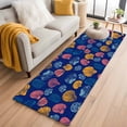 thumbnail image 1 of Summer Ocean Creature Washable Runner Rugs 2'x6', Yellow Shell Nautical Blue Back Low Pile Throw Entryway Rug Non-Slip Sturdy Edge Binding Carpet for Indoor Bedside Entrance Bedside, 1 of 9