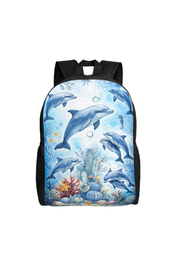 Summer Ocean Dolphin Backpack Large Capacity Laptop Bag for Men and Women
