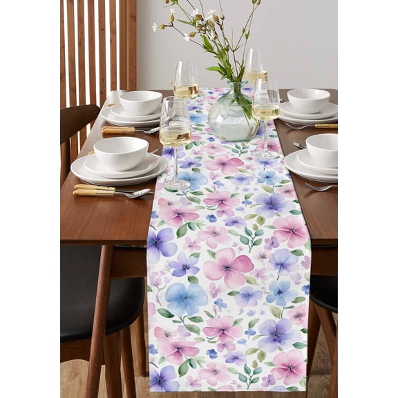Summer Ocean Lemon Fruit Tree Table Runner 13x36in Non-Slip Cotton Linen Table Runners, Blue Sky Sea Surface Landscape Dresser Scarves TableRunner for Dinner Kitchen Dining Wedding Party