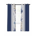 thumbnail image 1 of Summer Ocean Life Blackout Curtains for Bedroom Living Room, Blue Shell Coral Starfish Striped 45 In Long Thermal Insulated Room Darkening Drapes Grommet Window Treatments, 42 x 45 In, 1 of 9