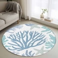 thumbnail image 1 of Summer Ocean Life Round Rugs for Living Room 4ft Marine Starfish Coral Lines Simple Art Non Slip Circle Rug Washable Low-Profile Indoor Carpet for Bedroom, Dining Room, Bathroom, 1 of 9