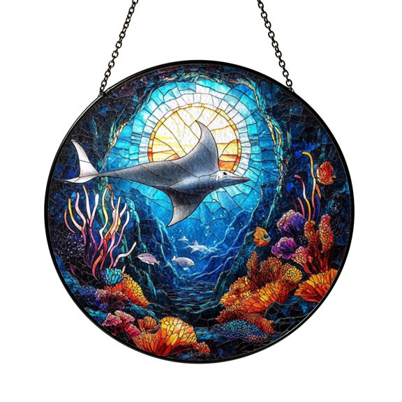 Summer Ocean Manta Ray Suncatcher Window Hanging Plaque Present Sun