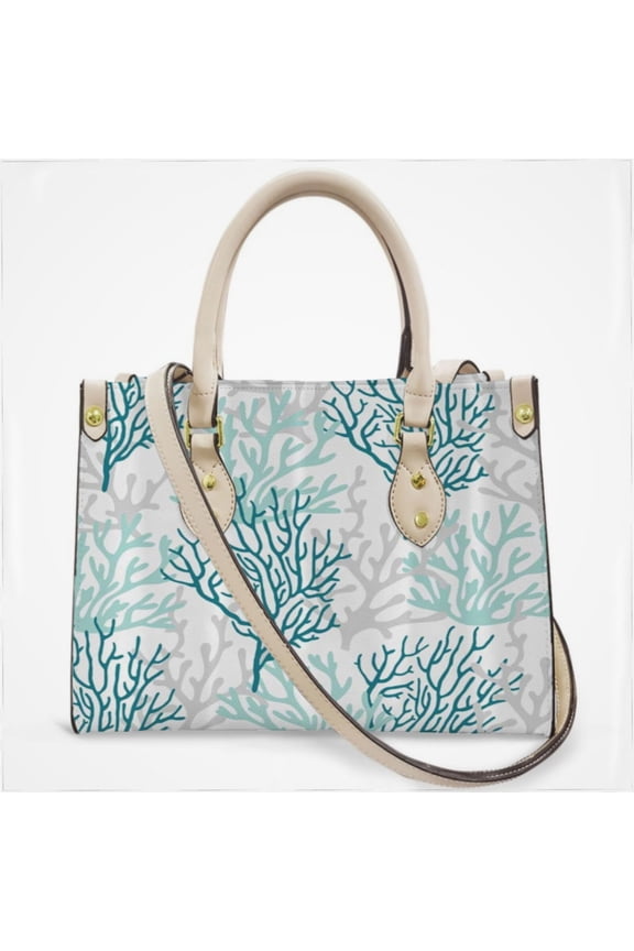 Summer Ocean Ombre Blue Coral Cross Body Bags For Women Small Leather Female Handbags Fashion Top-Handle Totes