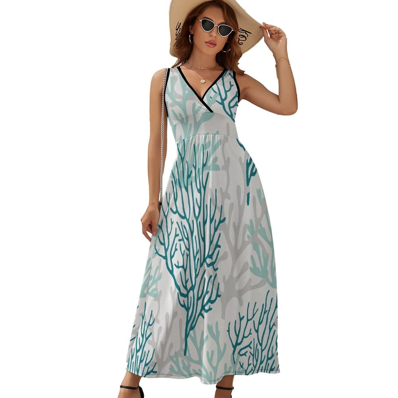 Summer Ocean Ombre Blue Coral Womens Night Club Maxi Dress V Neck Sleeveless Bohemia Long Dresses - Walmart.com Summer Ocean Ombre Blue Coral Womens Night Club Maxi Dress V Neck Sleeveless Bohemia Long Dresses - Walmart.com
