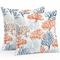 thumbnail image 1 of Summer Ocean Outdoor Pillow Covers Pack of 2 Orange Teal Blue Coral Coastal Nautical Waterproof Throw Pillow Covers Decorative Cushion Cases for Patio Garden Tent Balcony Couch 24x24 inch, 1 of 8