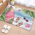 thumbnail image 1 of Summer Ocean Pink Surfboard Washable Small Entryway Area Rugs 2'x3', Beach Slippers Flower Palm Leaf Wood Grain Low Pile Throw Rug Non-Slip Sturdy Edge Binding Carpet for Front Door Floor Room Entry, 1 of 9