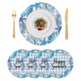 thumbnail image 1 of Summer Ocean Round 13 Inch Placemats Set of 4, Blue Coastal Starfish Seashell Conch Plaid HeatResistant Non Slip Place Mats for Dining Table, Wipeable Braided Kitchen Table Mats for Housewarming, 1 of 9