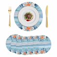 thumbnail image 1 of Summer Ocean Round 15 Inch Placemats Set of 6, Coastal Shells Starfish Coral Conch Wooden Blue HeatResistant Non Slip Place Mats for Dining Table, Wipeable Braided Kitchen Table Mats for Housewarming, 1 of 9