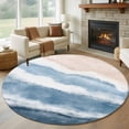thumbnail image 1 of Summer Ocean Round Area Rug 6Ft Washable Circle Rugs for Bathroom Office, Coastal Sea Waves Beach Ombre Blue Non-Slip Carpet Floor Mats Indoor Outdoor Carpet Runner Aesthetic Home Decor, 1 of 8