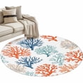 thumbnail image 1 of Summer Ocean Round Area&nbsp;Rug 3ft Coral Orange Teal Blue Nautical Coastal Non-Slip&nbsp;Washable Circle Rugs Soft Felt Indoor Floor Mat for Bedroom Kitchen Living Room Bathroom, 1 of 9