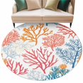 thumbnail image 1 of Summer Ocean Round Area&nbsp;Rug 7ft Coral Blue Red Orange Nautical Coastal Non-Slip&nbsp;Washable Circle Rugs Soft Felt Indoor Floor Mat for Bedroom Kitchen Living Room Bathroom, 1 of 9