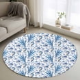 thumbnail image 1 of Summer Ocean Round Living Room Rugs 3.3 ft, Seahorse Shell Starfish White Background Washable Area Rug with Non-Slip Sturdy Edge Binding Round Front Door Mat Floor Carpet for Entryway, 1 of 9