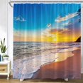 thumbnail image 1 of Summer Ocean Scenery Shower Curtains Dusk Beach Coconut Trees Sea Waves Nature Landscape Bath Curtain Fabric Bathroom Decor Sets, 1 of 5