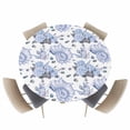 thumbnail image 1 of Summer Ocean Sea Shell Flower Fitted Round Tablecloths Elastic Edged Table Covers 36"-44",Seamless Conch Nautilus on White Waterproof Dining Room Kitchen Table Cloth for Holiday Party Tables Decor, 1 of 8