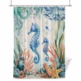 thumbnail image 1 of Summer Ocean Seahorse Shower Curtain, 72" x 84", Nautical Colorful Sea Fish Octopus Coral Linen Waterproof Bathroom Curtain Washable Shower Curtain Set with 12 Hooks, 1 of 8