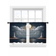thumbnail image 1 of Summer Ocean Sheer Curtains 45 Inch Long 2 Panels, White Lighthouse Bright Moon Coastal Landscape Light Filtering Rod Pocket Curtains, Sheer Voile Drapes for Living Room Bedroom, 52"x45", 1 of 8