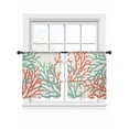 thumbnail image 1 of Summer Ocean Sheer Curtains 45 Inches Long 2 Panels Sea Green Orange Coral Light Filtering Semi Sheer Window Curtains Drapes for Bedroom Living Room 52"x45"x2, 1 of 7