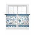 thumbnail image 1 of Summer Ocean Sheer Curtains 54 Inch Long 2 Panels, Coral Shell Starfish Blue Geometric Light Filtering Rod Pocket Curtains, Sheer Voile Drapes for Living Room Bedroom, 52"x54", 1 of 8
