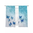 thumbnail image 1 of Summer Ocean Sheer Curtains 72 Inch Long 2 Panels, Nautical Blue Butterfly Beach Bug Light Filtering Rod Pocket Curtains, Sheer Voile Drapes for Living Room Bedroom, 52"x72", 1 of 8
