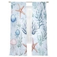 thumbnail image 1 of Summer Ocean Sheer Curtains 96 Inch Long 2 Panels, Blue Coral Starfish Jellyfish Teal Seaweed Light Filtering Rod Pocket Curtains, Sheer Voile Drapes for Living Room Bedroom, 52"x96", 1 of 8