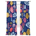 thumbnail image 1 of Summer Ocean Sheer Curtains 96 Inch Long 2 Panels, Yellow Shell Coral Nautical Blue Background Light Filtering Rod Pocket Curtains, Sheer Voile Drapes for Living Room Bedroom, 52"x96", 1 of 8