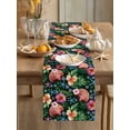 thumbnail image 1 of Summer Ocean Shells Flower Table Runner 13x36in Non-Slip Cotton Linen Table Runners, Marine Life on Black Dresser Scarves TableRunner for Dinner Kitchen Dining Wedding Party, 1 of 9