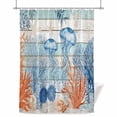 thumbnail image 1 of Summer Ocean Shower Curtain, Coastal Jellyfish Orange Corals Shells Teal Wooden Waterproof Shower Curtain Set with 12 Hooks Lightweight Bath Curtains Fabric Bathroom Decor 72x72 Inches, 1 of 9