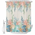 thumbnail image 1 of Summer Ocean Shower Curtain, Waterproof Shower Curtains for Bathroom, Watercolor Coastal Coral Shell Seaweed Beige Washable Fabric Bathtub Curtain Set Bath Decor with 12 Hooks 72"x78", 1 of 8