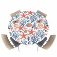 thumbnail image 1 of Summer Ocean Starfish Coral Shell Fitted Round Tablecloths Elastic Edged Table Covers 45"-54",Watercolor Marine Life Waterproof Dining Room Kitchen Table Cloth for Holiday Party Tables Decor, 1 of 8