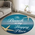 thumbnail image 1 of Summer Ocean Starfish Round Living Room Rugs 3.3 ft, Blue Gradient Wood Grain Washable Area Rug with Non-Slip Sturdy Edge Binding Round Front Door Mat Floor Carpet for Entryway, 1 of 9