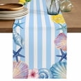 thumbnail image 1 of Summer Ocean Table Runner 90 Inches, Sea Starfish Shell Flowers Lemon Blue Stripes Bed Runner Dresser Scarves Tabletop for Indoor Outdoor Parties/Ceremony/Banquet, 13" x 90", 1 of 9