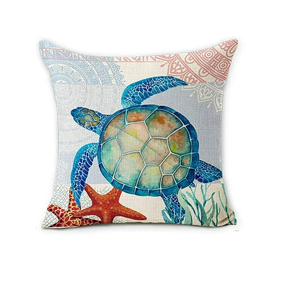 Summer Ocean Theme Pillow Covers Beach House Decor Seahorse Octopus Cushion Covers Pillows Decorative Throw Pillows Farmhouse Decorations Square Cushion Cover Case