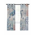 thumbnail image 1 of Summer Ocean Turtle Blackout Curtains for Bedroom Living Room, Retro Coral Shell 45 In Long Thermal Insulated Room Darkening Drapes Grommet Window Treatments, 42 x 45 In, 1 of 9