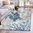 thumbnail image 1 of Summer Ocean Turtle Washable Area Rugs 2.7'x5', Shell Coral Low Pile Throw Living Room Rug Non-Slip Sturdy Edge Binding Carpet for Indoor Entryway Bedside Kitchen, 1 of 9
