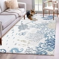 thumbnail image 1 of Summer Ocean Washable Area Rugs 2.7'x5', Blue Grey Shell Coral Turtle Starfish Marine Life Low Pile Throw Living Room Rug Non-Slip Sturdy Edge Binding Carpet for Indoor Entryway Bedside Kitchen, 1 of 9