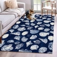 thumbnail image 1 of Summer Ocean Washable Area Rugs 4'x6', Watercolor Blue Shell Conch Nautilus Low Pile Throw Living Room Rug Non-Slip Sturdy Edge Binding Carpet for Indoor Entryway Bedside Kitchen, 1 of 9
