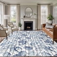 thumbnail image 1 of Summer Ocean Washable Living Room Rugs 5'x7', Blue Retro Conch Starfish Shell Low Pile Throw Large Area Rugs Non-Slip Sturdy Edge Binding Carpet for Dining Room Bedside Kitchen, 1 of 9