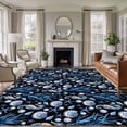 thumbnail image 1 of Summer Ocean Washable Living Room Rugs 5'x8', Seahorse Shell Starfish Black Background Low Pile Throw Large Area Rug Non-Slip Sturdy Edge Binding Carpet for Living Room Kitchen Office, 1 of 9